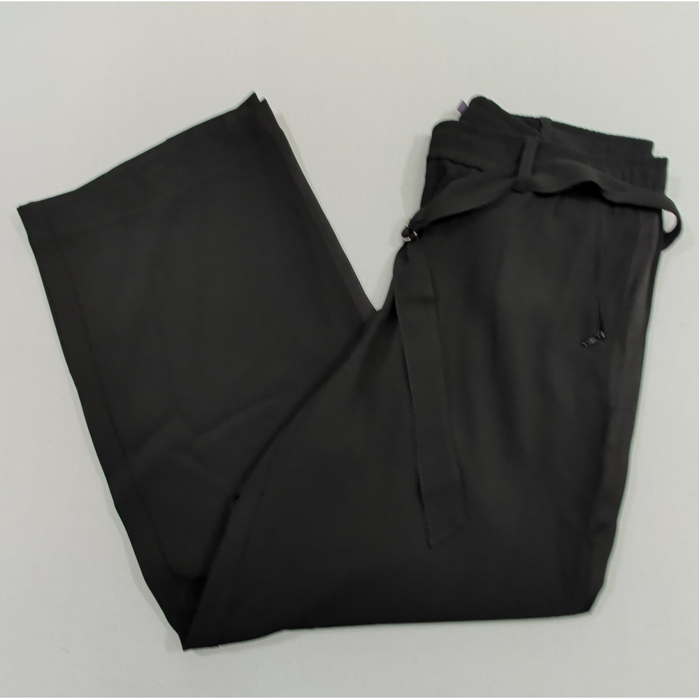 Laurèl Women Wide Leg Belted Trousers 16 Black Triacetate Professional Pants